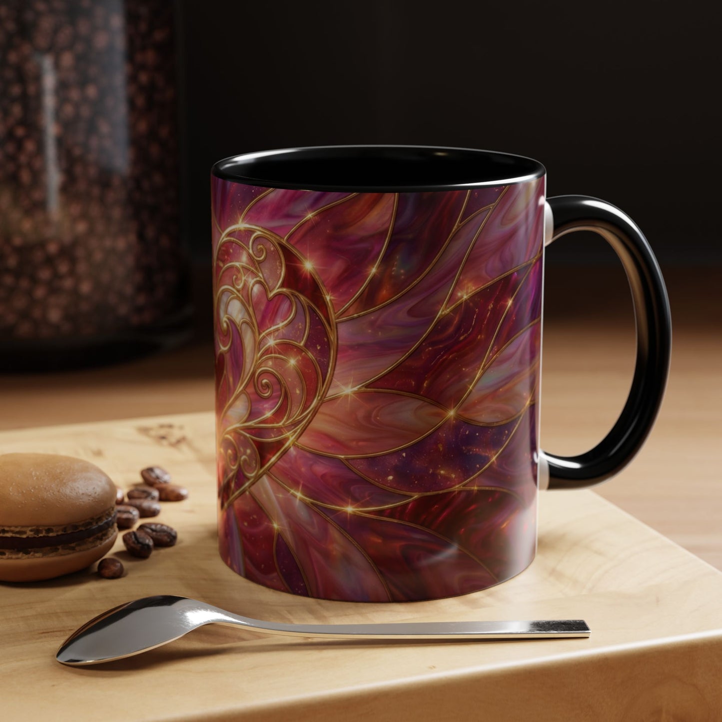 Stained Glass Heart Mug, Romantic Coffee Mug, Valentine Gift Mug, Love Heart Cup, Pink Aesthetic Mug, Anniversary Gift For Her