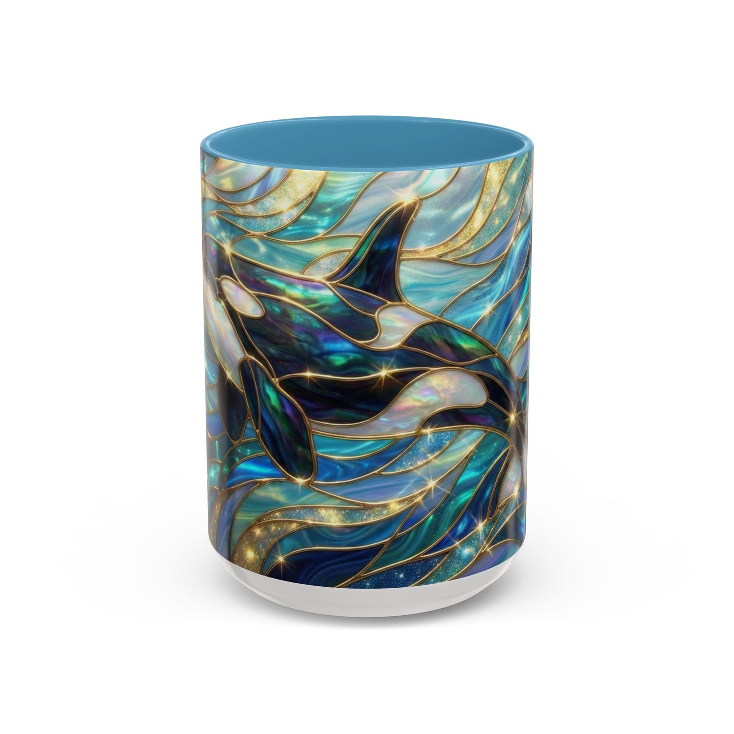 Orca Coffee Mug, Killer Whale Mug, Stained Glass Orca Art Mug, Ocean Animal Coffee Cup, Marine Life Gift, 11oz 15oz Ceramic Mug