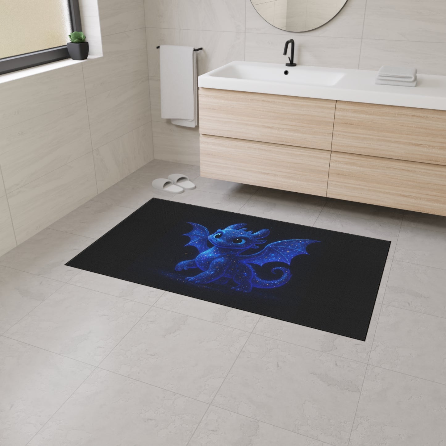 Galaxy Baby Dragon Floor Mat | Fantasy Dragon Rug for Kids Room, Nursery, Gamer Decor | Cute Creature Doormat for Entryway or Bedroom
