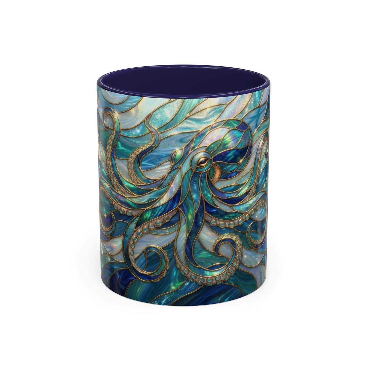 Stained Glass Octopus Mug, Octopus Coffee Mug, Ocean Art Mug, Nautical Decor Cup, Sea Creature Mug, Octopus Lover Gift