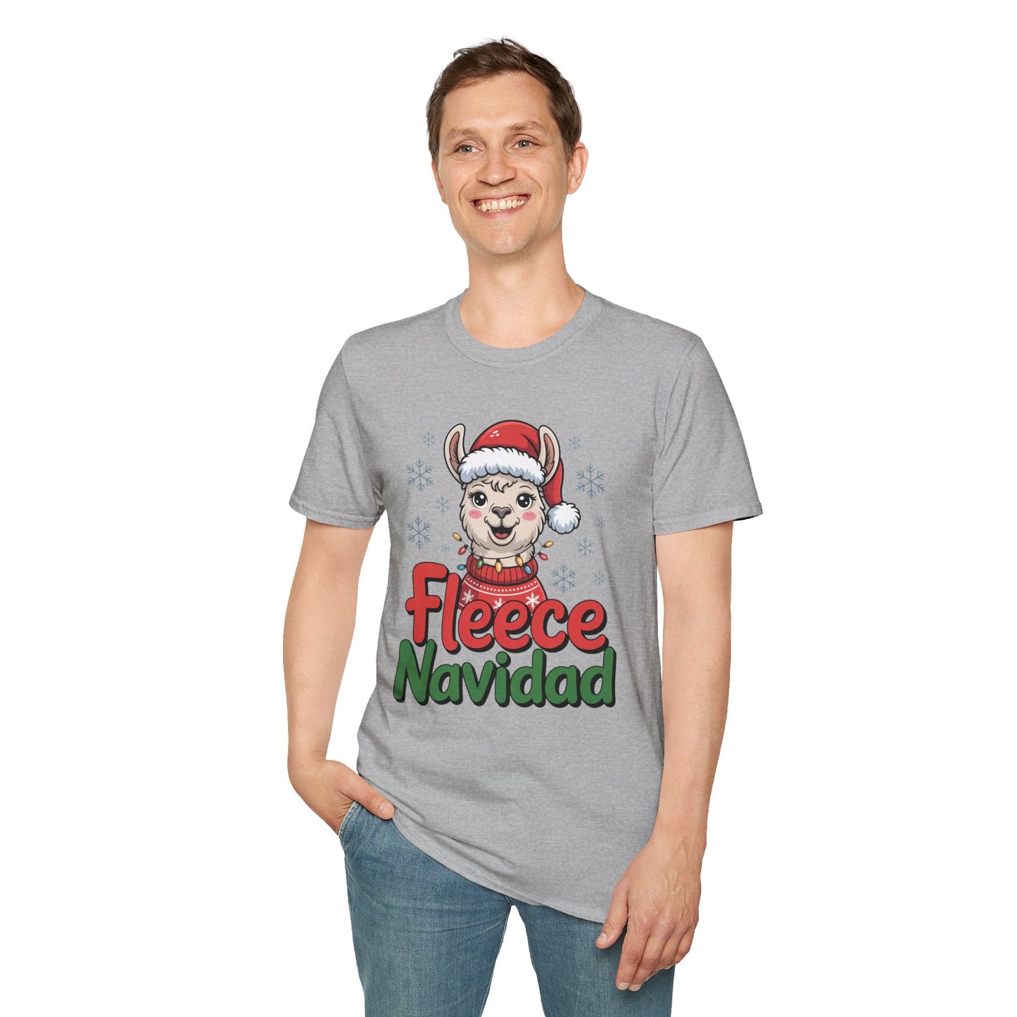 Fleece Navidad Llama Christmas Shirt, Funny Llama Xmas Tee, Cute Holiday Pun Shirt, Fuzzy Llama Santa Sweater Shirt, Christmas Gift Tee