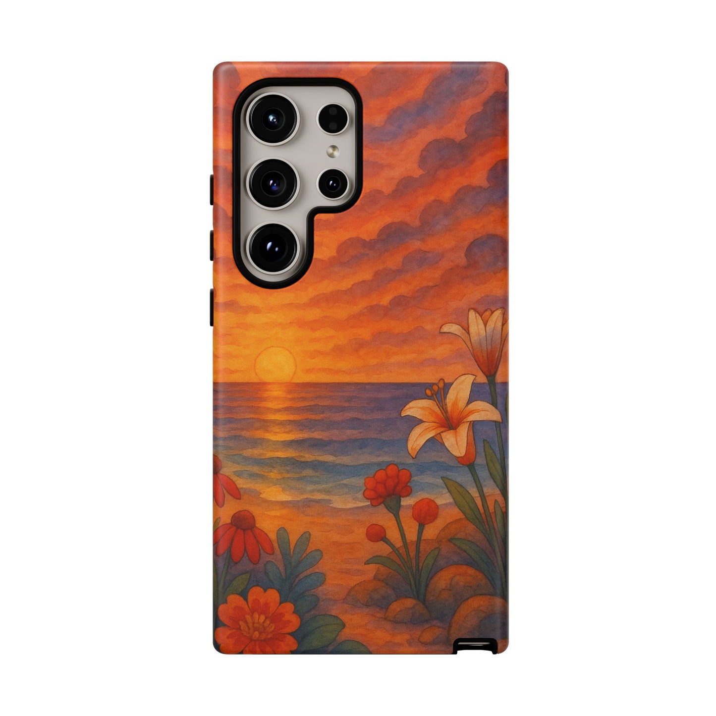Samsung Case - Floral Ocean Sunset Watercolor Nautical Phone Case Beach Samsung Case Ocean Sunset Theme