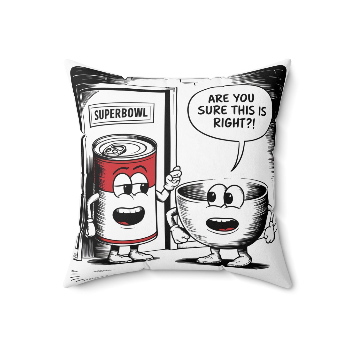 Square Pillow Funny Superbowl Comic Design