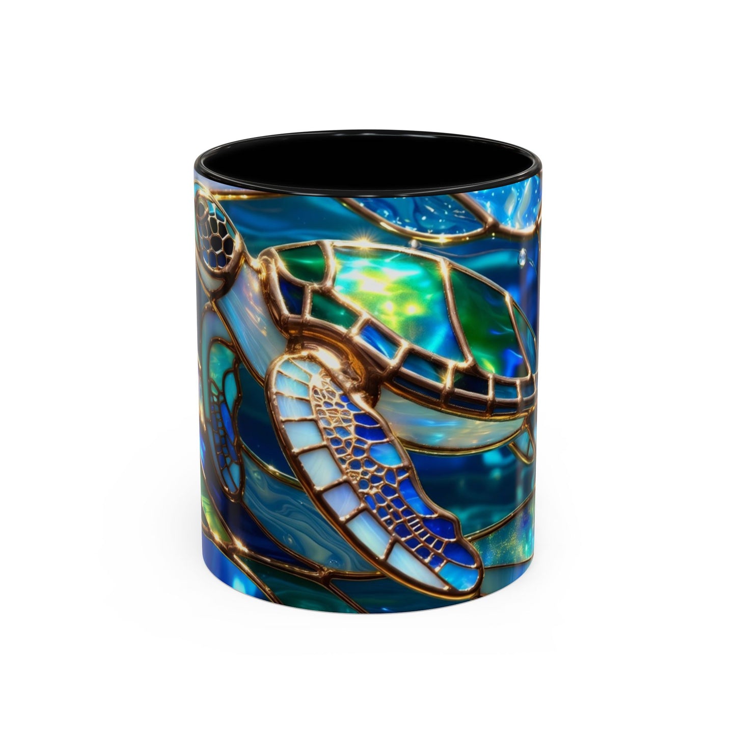 Stained Glass Sea Turtle Mug, Ocean Turtle Coffee Cup, Coastal Beach Mug Gift, Marine Life Art Cup, Sea Lover Gift, Ocean Wildlife Mug