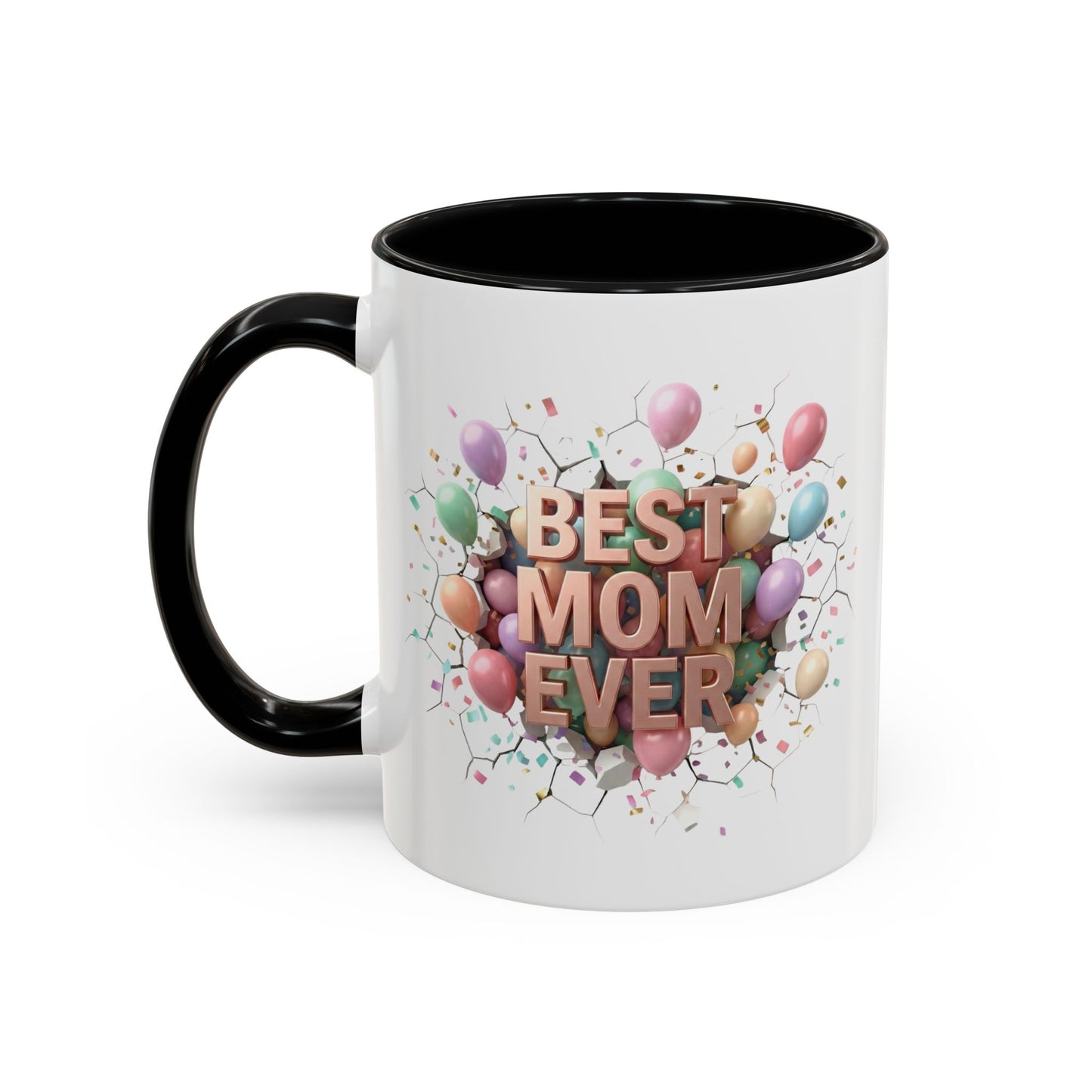 Personalized Mom Mug, Best Mom Ever Gift, Custom Name Coffee Cup, 3D Balloon Design, Mothers Day Gift, New Mom Gift 2025, Custom Mug