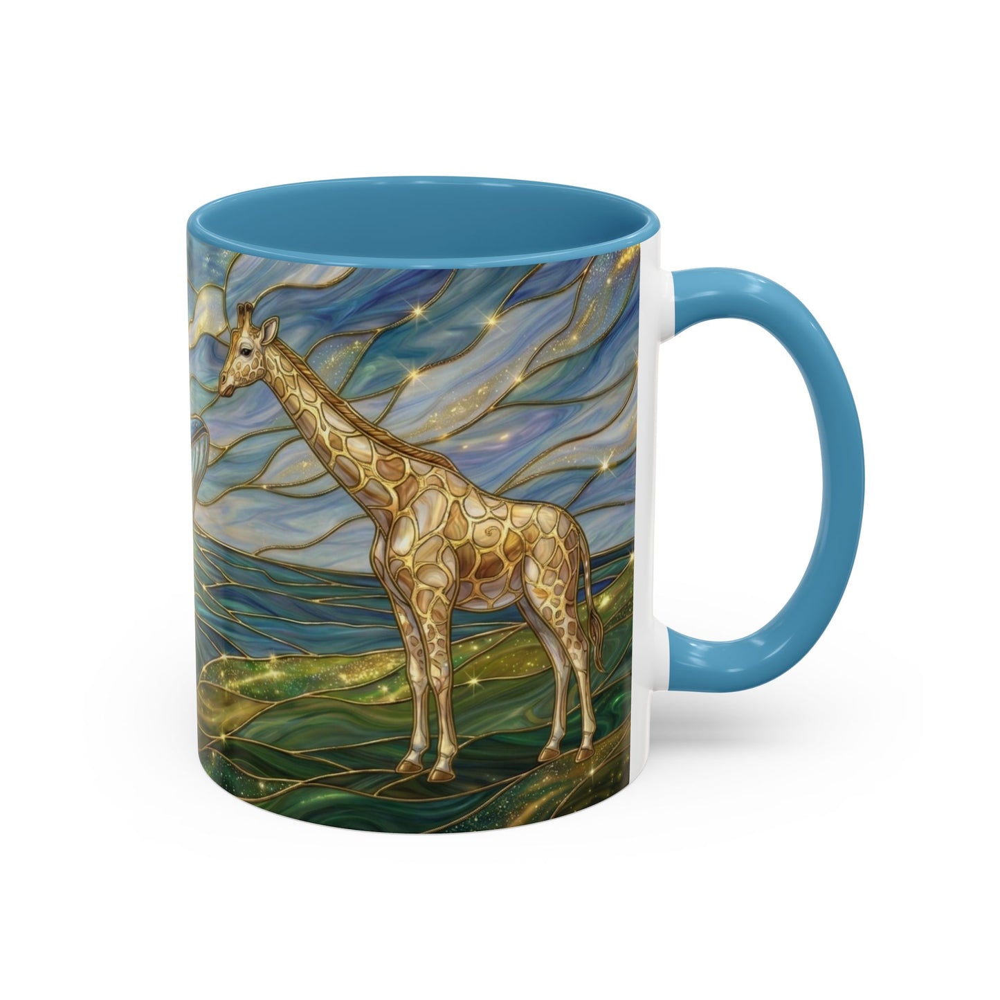 Whimsical Whale & Giraffe Accent Coffee Mug — Artistic Ocean-Sky Illustration (11/15oz)