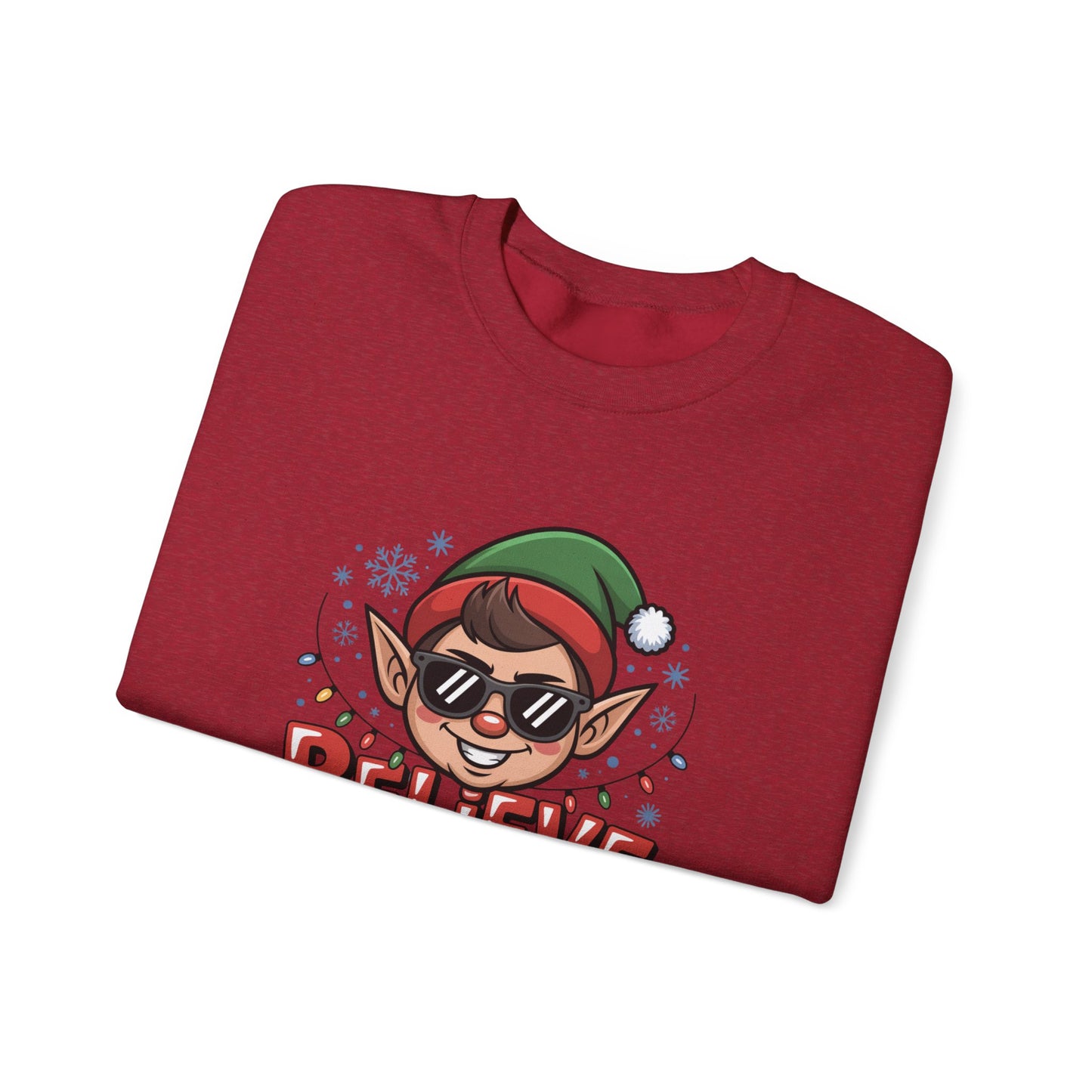 Believe In Your Elf Christmas Sweatshirt, Funny Elf Holiday Sweater, Unisex Christmas Crewneck, Festive Gift For Friends And Family