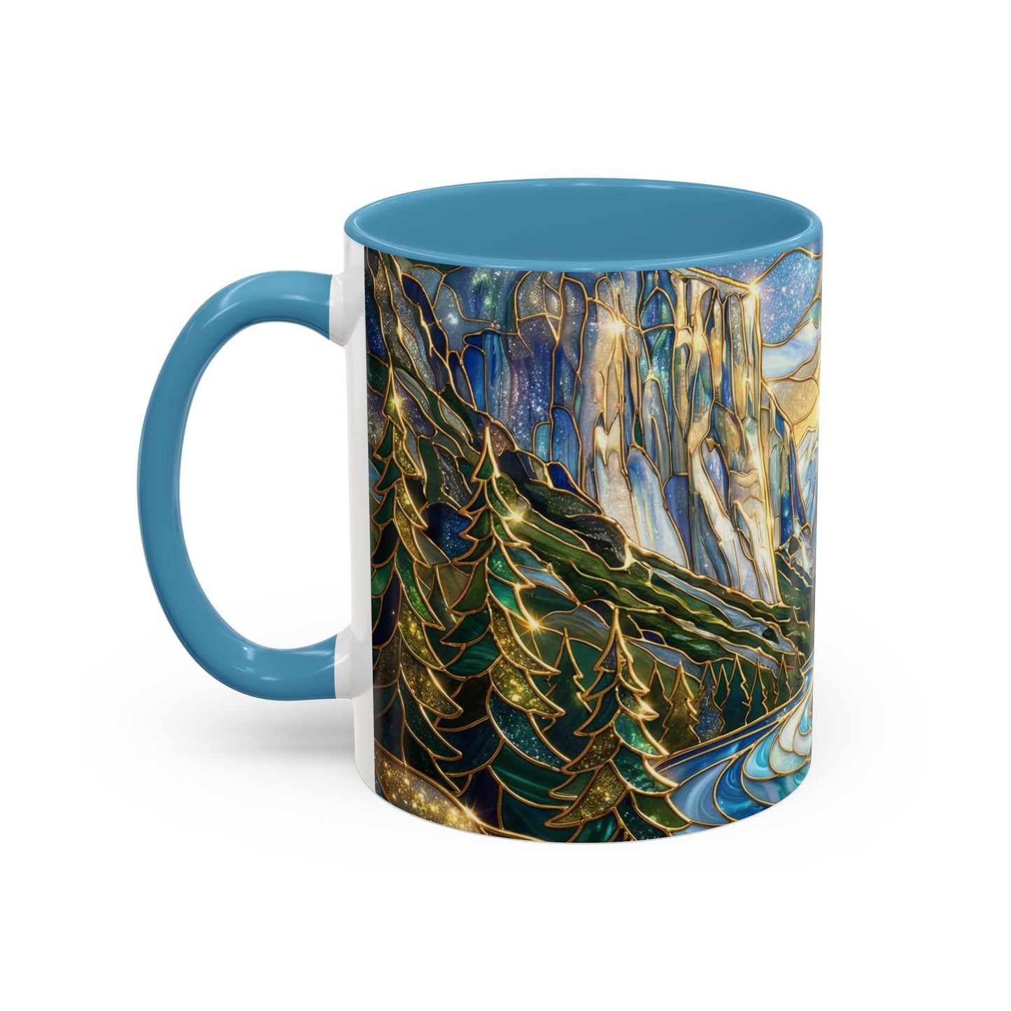 Stained Glass Yosemite Mug, Yosemite Mountain Coffee Cup, Waterfall Landscape Art Mug, Scenic Nature Mug, Yosemite Gift, Outdoor Lover Gift