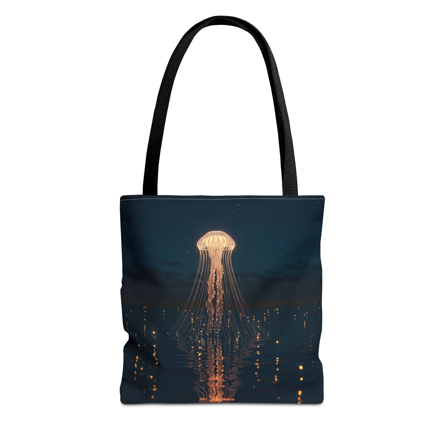 Luminous Jellyfish Tote Bag, Glow-Inspired Ocean Design Shoulder Bag, Durable Polyester Tote For Everyday Style, Gifts, And Coastal Fashion