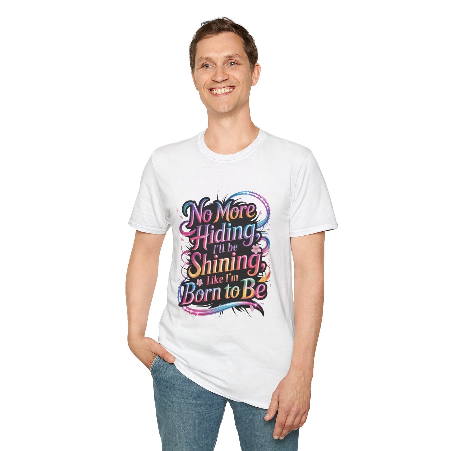 No More Hiding T-Shirt, KPop Anime Inspired Shirt, Motivational Graphic Tee, Shining Born to Be Top, Positive Quote Shirt for Fans and Dreamers