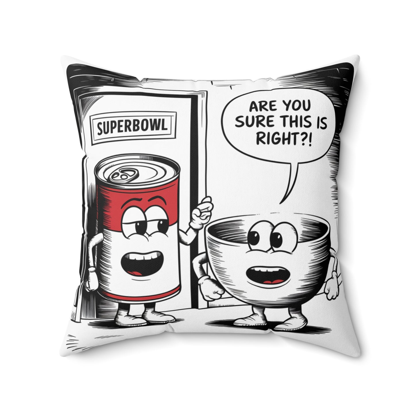Square Pillow Funny Superbowl Comic Design