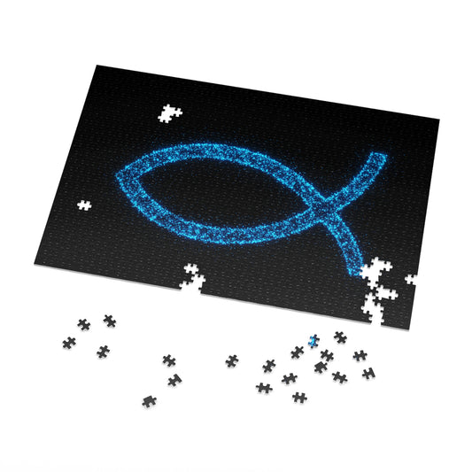 Glowing Fish Symbol Jigsaw Puzzle with Tin – Perfect Gift for Puzzle Lovers and Religious Celebrations