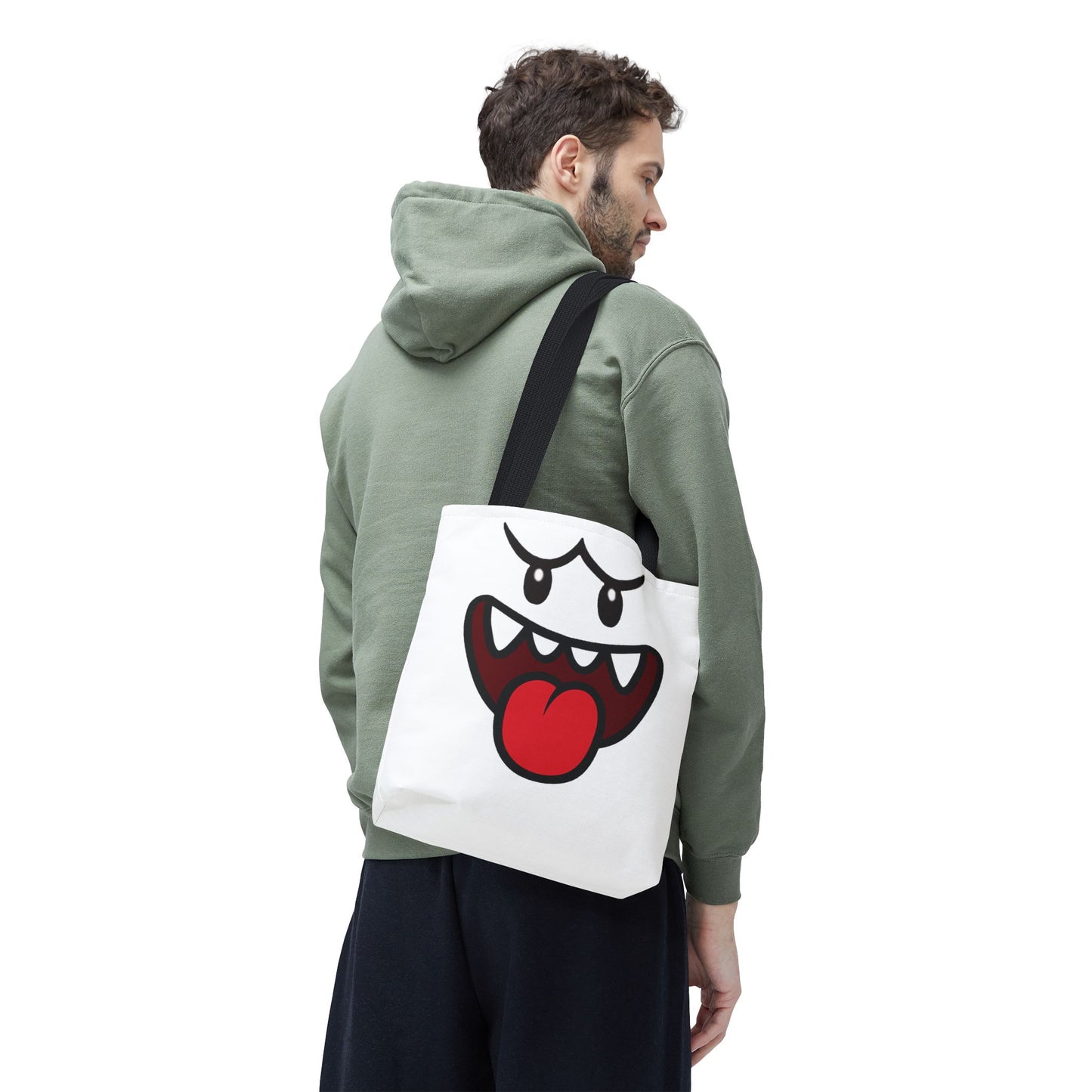 Funny Ghost Face Tote Bag, Spooky Halloween Shopping Bag, Creepy Cute Gamer Tote, Novelty Reusable Canvas Bag, Horror Themed Trick or Treat Bag