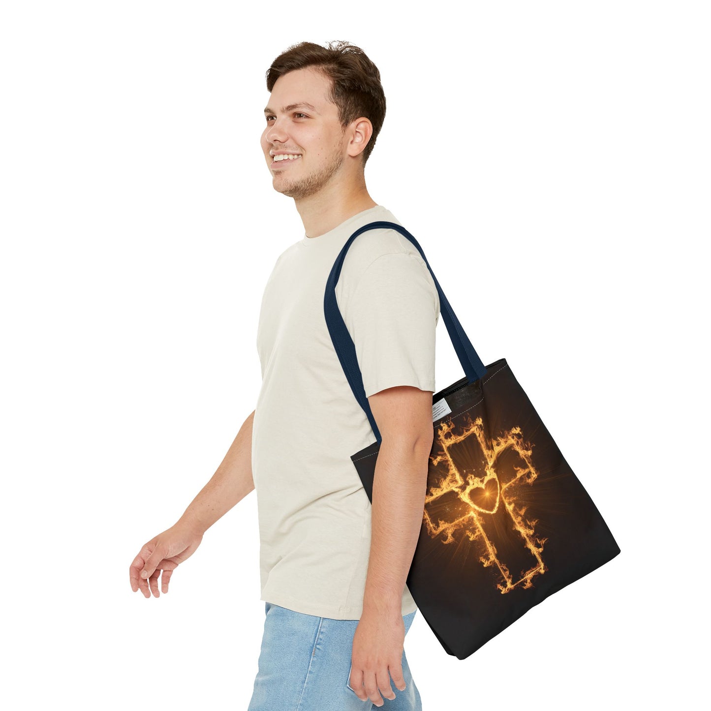 Stylish Flame Cross Tote Bag - Faith-Inspired Fashion