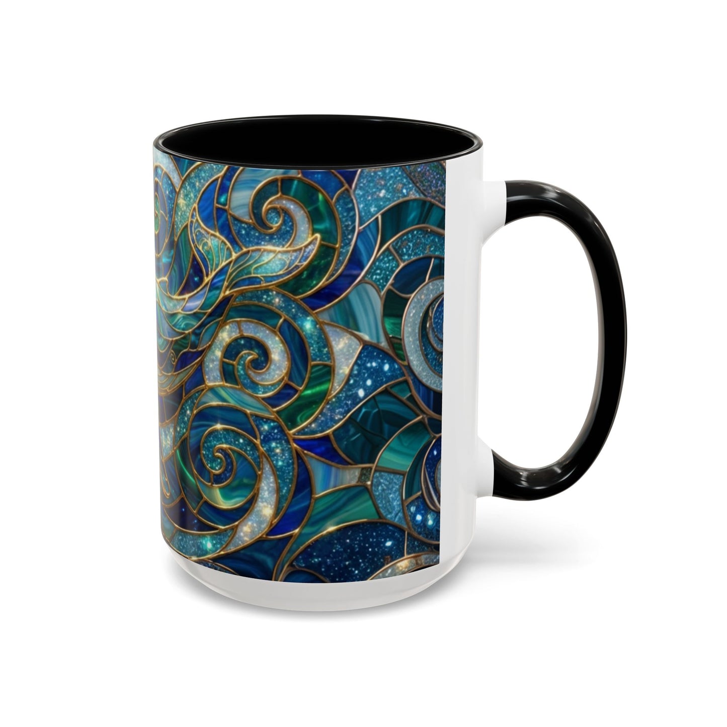 Stained Glass Whale Mug, Ocean Art Coffee Cup, Blue Sea Life Design, Nautical Gift For Ocean Lovers, Colorful Stained Glass Whale Cup