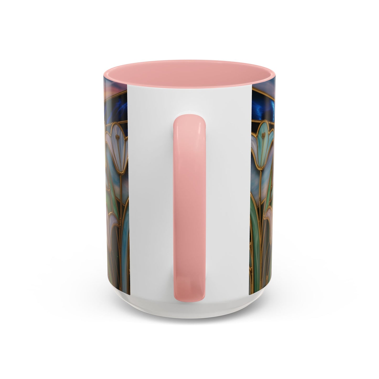 Stained Glass Cross Mug, Christian Coffee Cup, Faith Gift Mug, Religious Art Mug, Floral Church Mug, Inspirational Faith Cup, Easter Gift