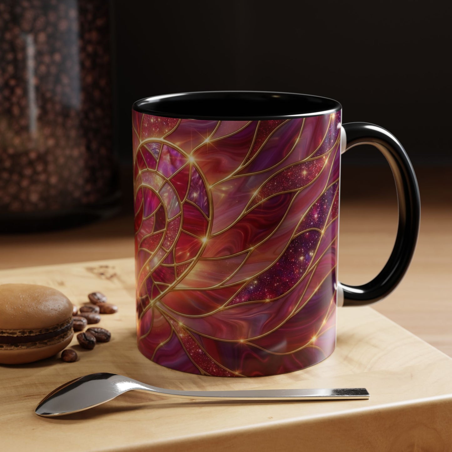 Stained Glass Heart Mug, Valentine Coffee Mug, Romantic Love Mug, Pink Red Ceramic Cup, Gift For Her, Anniversary Gift Mug