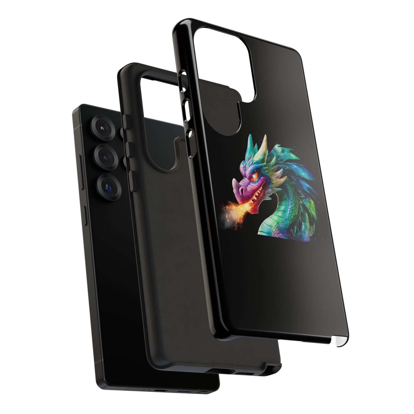 Fire-Breathing Dragon Samsung Case - Tough Fantasy Art Cover - Dark Academia Aesthetic Geek Gift for Galaxy S23/S24/S25/Ultra