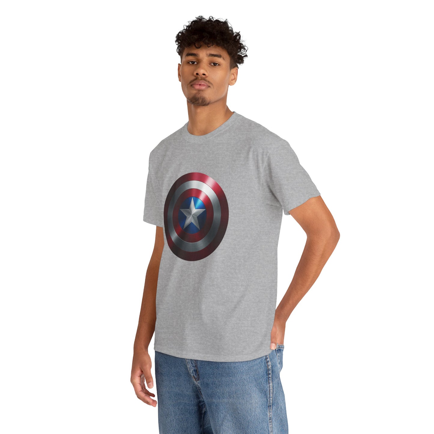 Patriotic Hero Shield Shirt – Star Emblem Graphic Tee – Super Soldier Gift – Comic Inspired Unisex Shirt – Cosplay Convention Top