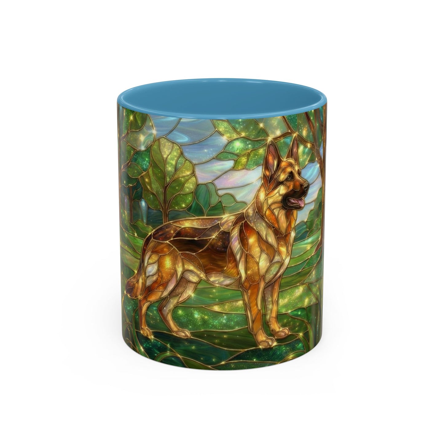 German Shepherd Mug, Stained Glass Dog Coffee Mug, German Shepherd Art Cup, Dog Lover Gift, Pet Memorial Mug, Colorful Dog Mug