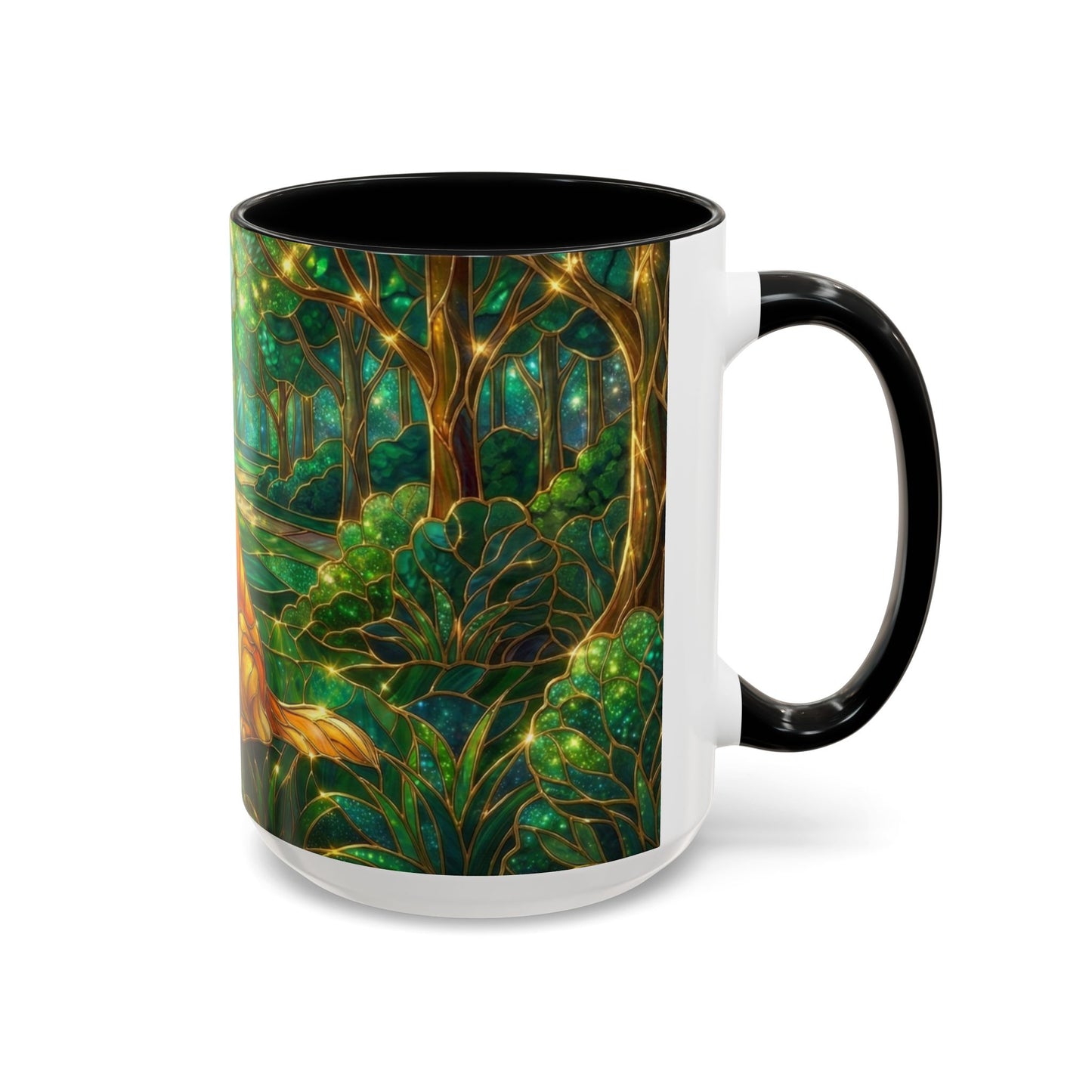 Stained Glass Dog Mug, Golden Retriever Coffee Cup, Pet Lover Ceramic Mug, Forest Art Animal Mug, 11oz 15oz Gift