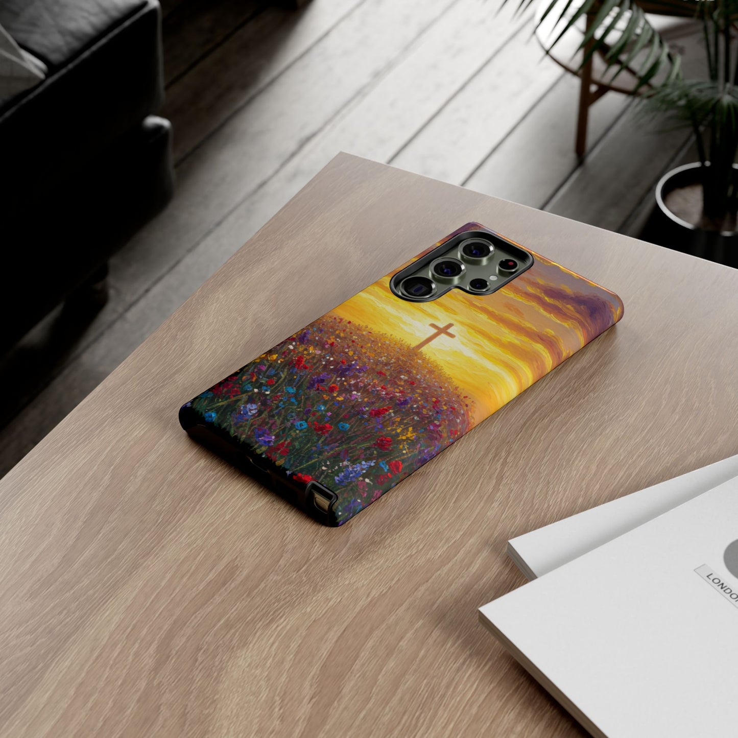 Samsung Phone Case - Monet Style Cross Christian Phone Case Spiritual Case Inspirational Samsung Case