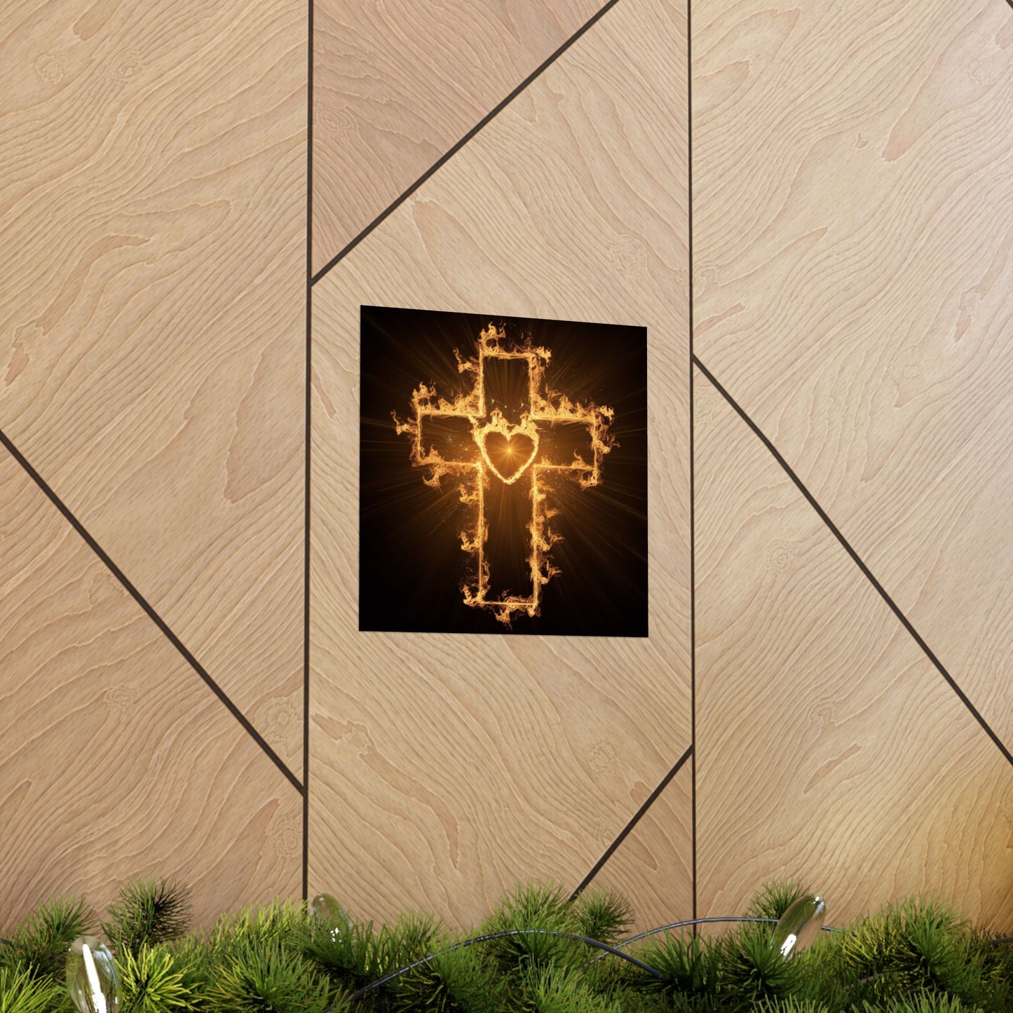 Spiritual Matte Vertical Posters - Fiery Cross Design