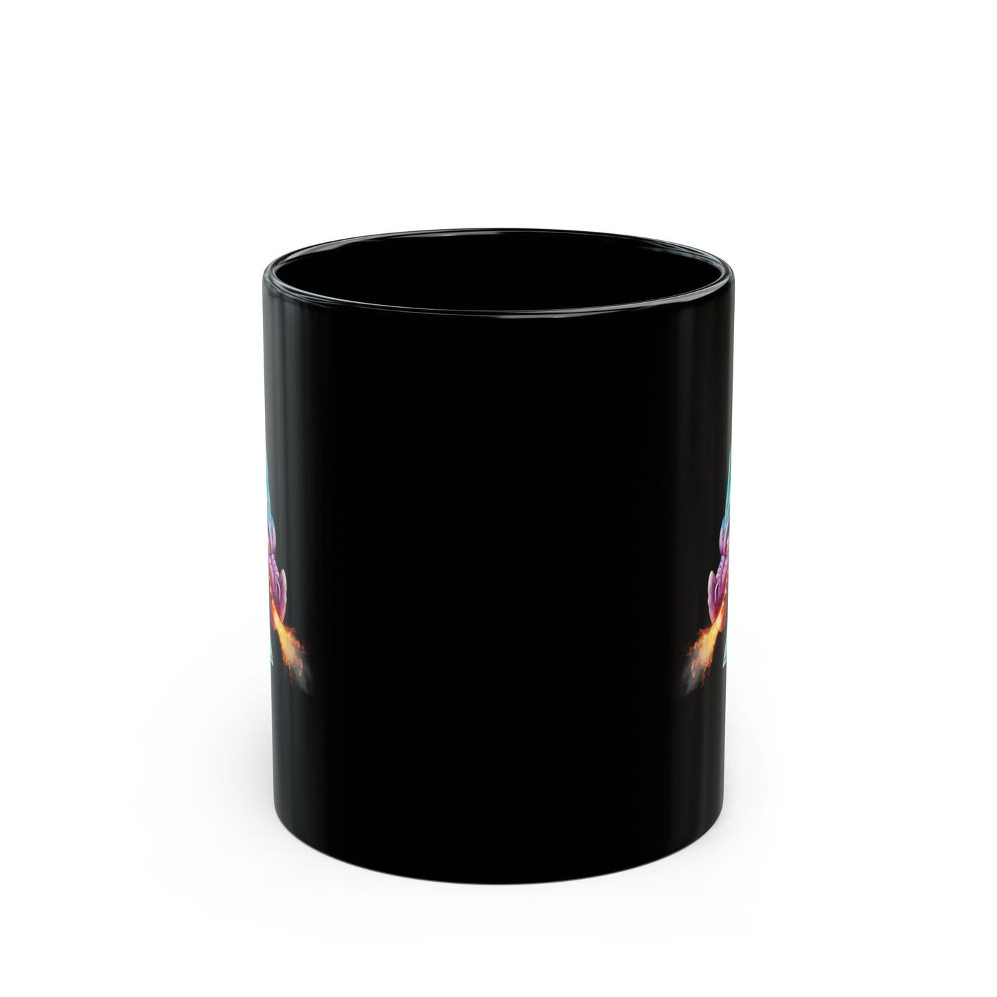 Mystical Rainbow Dragon Coffee Mug - Black Ceramic 11oz/15oz Fantasy Fire-Breathing Dragon Gift for RPG and Fantasy Lovers