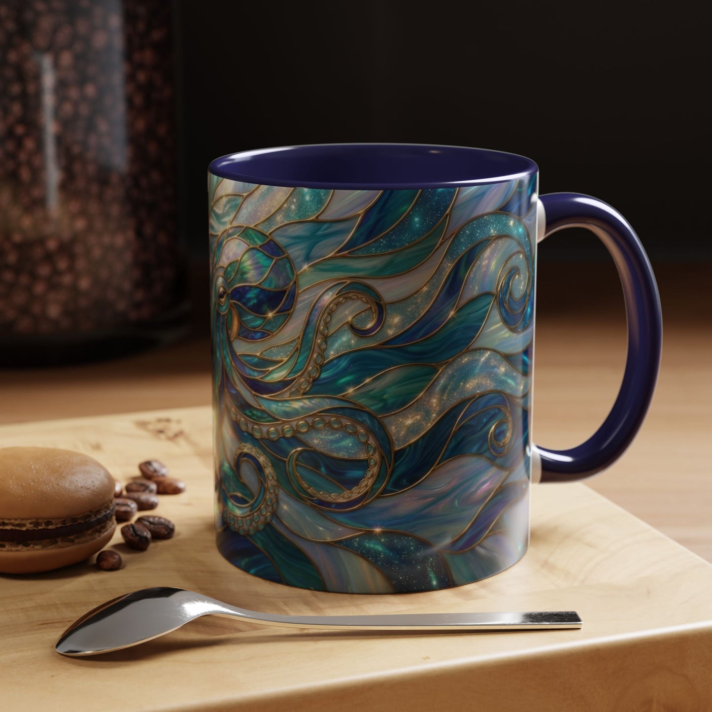Stained Glass Octopus Mug, Octopus Coffee Mug, Ocean Art Mug, Nautical Decor Cup, Sea Creature Mug, Octopus Lover Gift