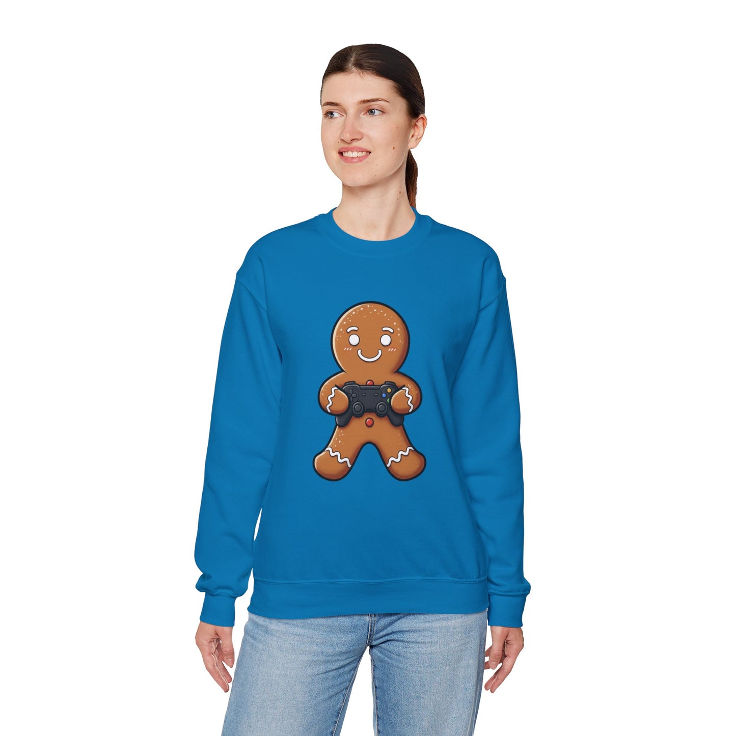 Gamer Gingerbread Sweatshirt | Funny Christmas Sweater | Cute Holiday Crewneck for Gamers | Cozy Unisex Winter Gift
