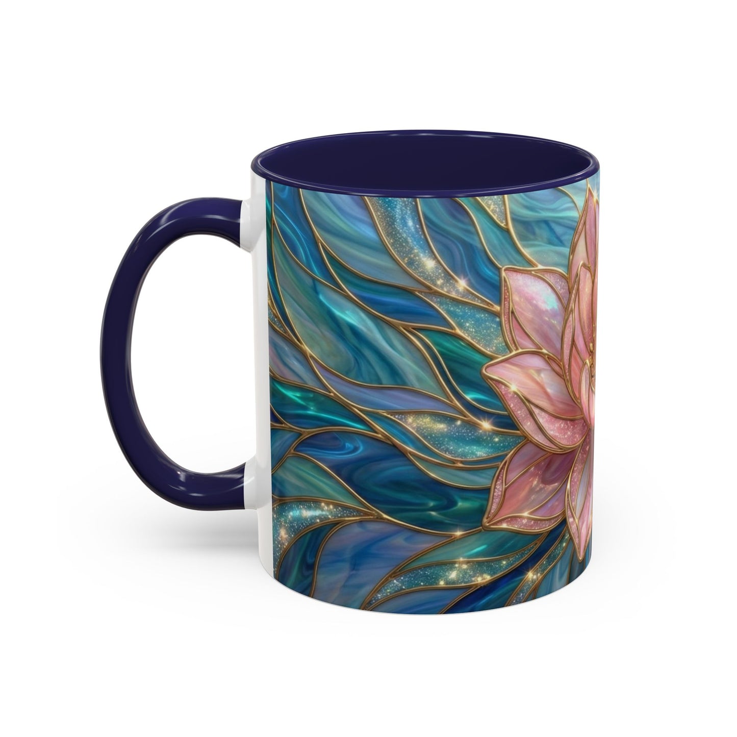 Pink Lotus Flower Mug, Stained Glass Style Coffee Cup, Spiritual Zen Gift For Women, Yoga Lover Tea Mug, Meditation Boho Floral Drinkware