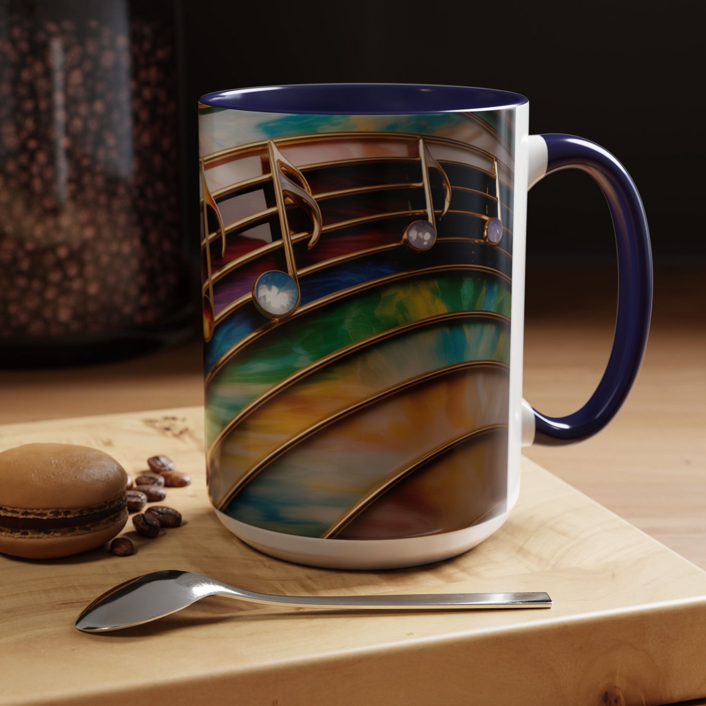 Stained Glass Music Notes Mug - Colorful Music Lover Gift - Music Teacher Mug - Treble Clef Coffee Cup - Musician Gift Idea - 11oz & 15oz Ceramic Mug