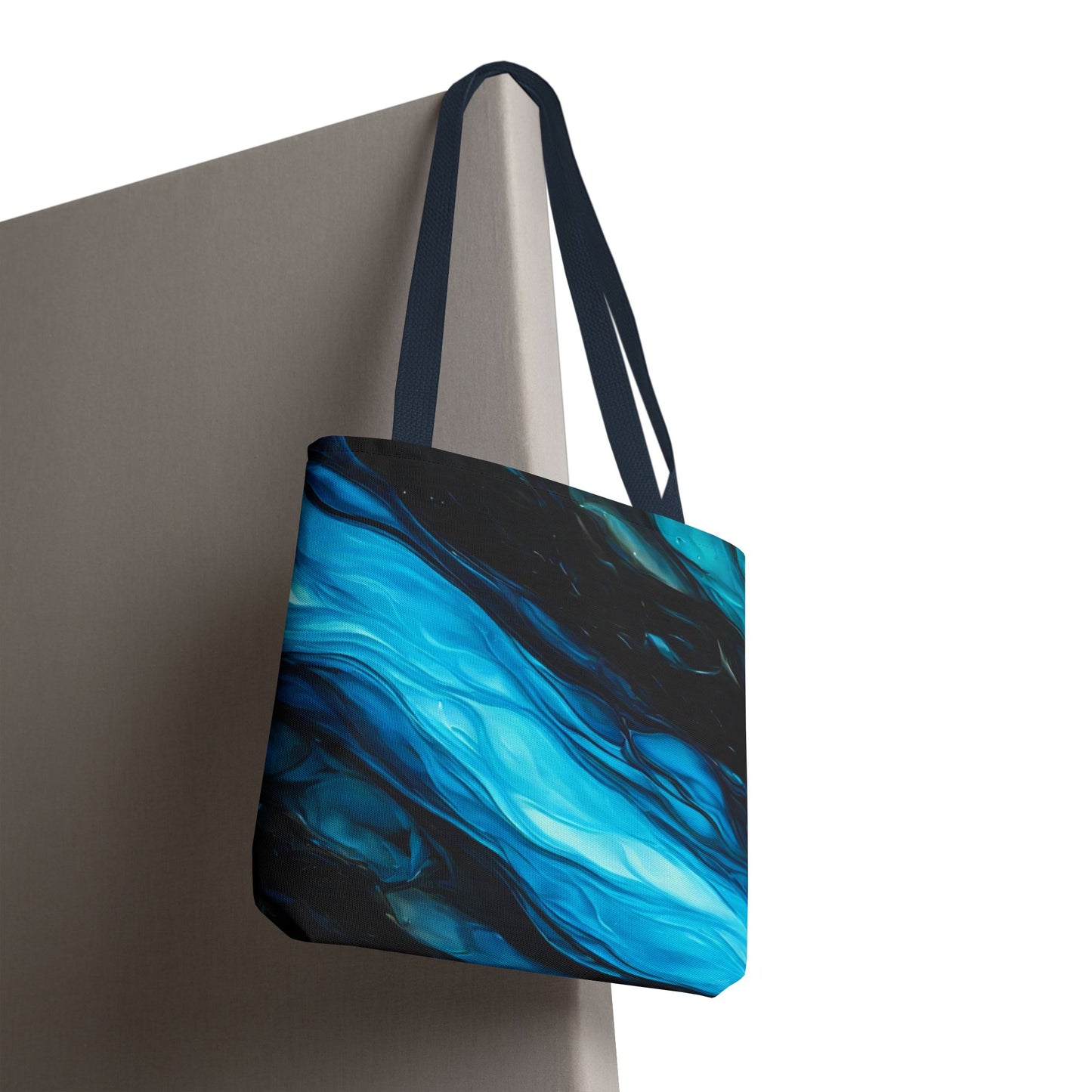 Blue Abstract Swirl Tote Bag – Fluid Art Style Reusable Shopping Bag, Modern Artistic Everyday Carry, Eco-Friendly Gift for Art Lovers