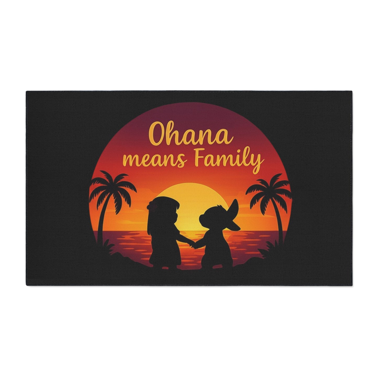 Ohana Means Family Doormat - Family Inspired Entry Rug - Cute Family Welcome Mat - Tropical Sunset Indoor Home Decor