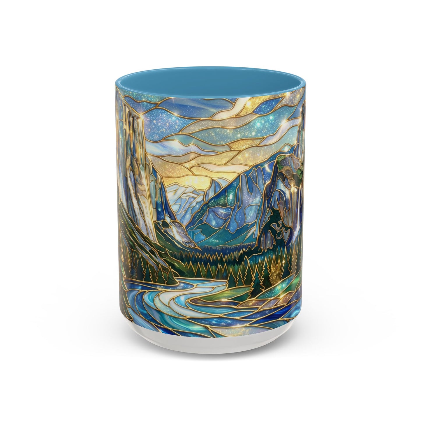 Stained Glass Yosemite Mug, Yosemite Mountain Coffee Cup, Waterfall Landscape Art Mug, Scenic Nature Mug, Yosemite Gift, Outdoor Lover Gift