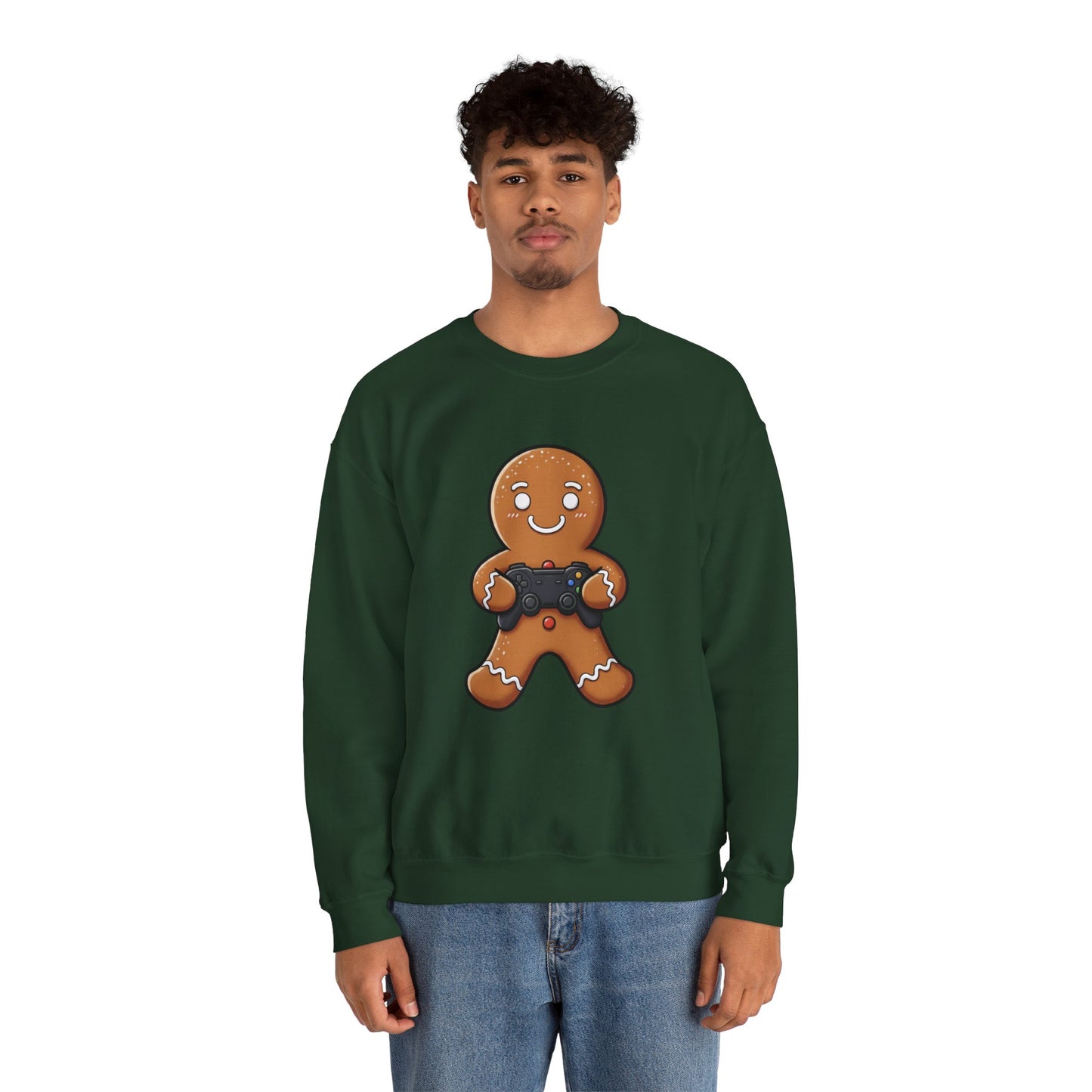 Gamer Gingerbread Sweatshirt | Funny Christmas Sweater | Cute Holiday Crewneck for Gamers | Cozy Unisex Winter Gift