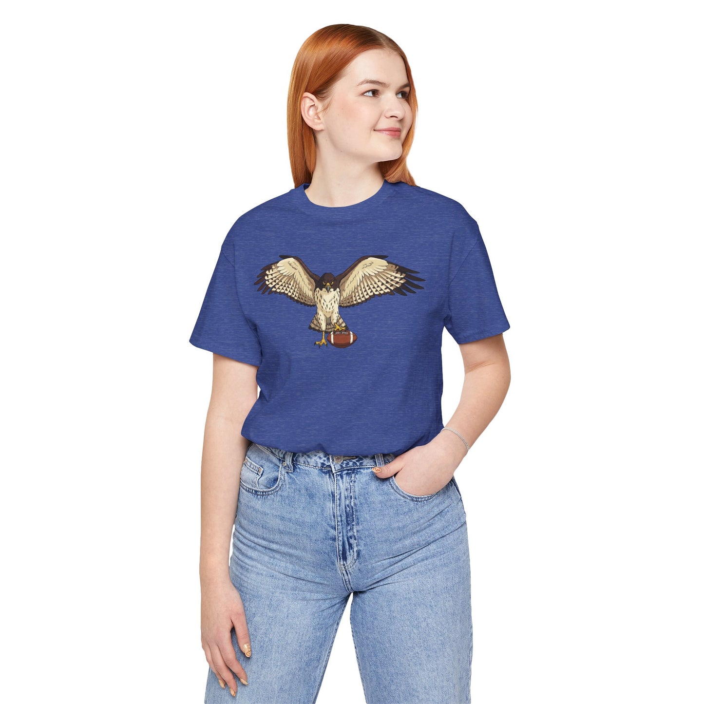 Hawk Football Shirt, Hawk Holding Football T Shirt, Football Mascot Tee, Bird Of Prey Shirt, Sports Fan Gift, Game Day Hawk Tee