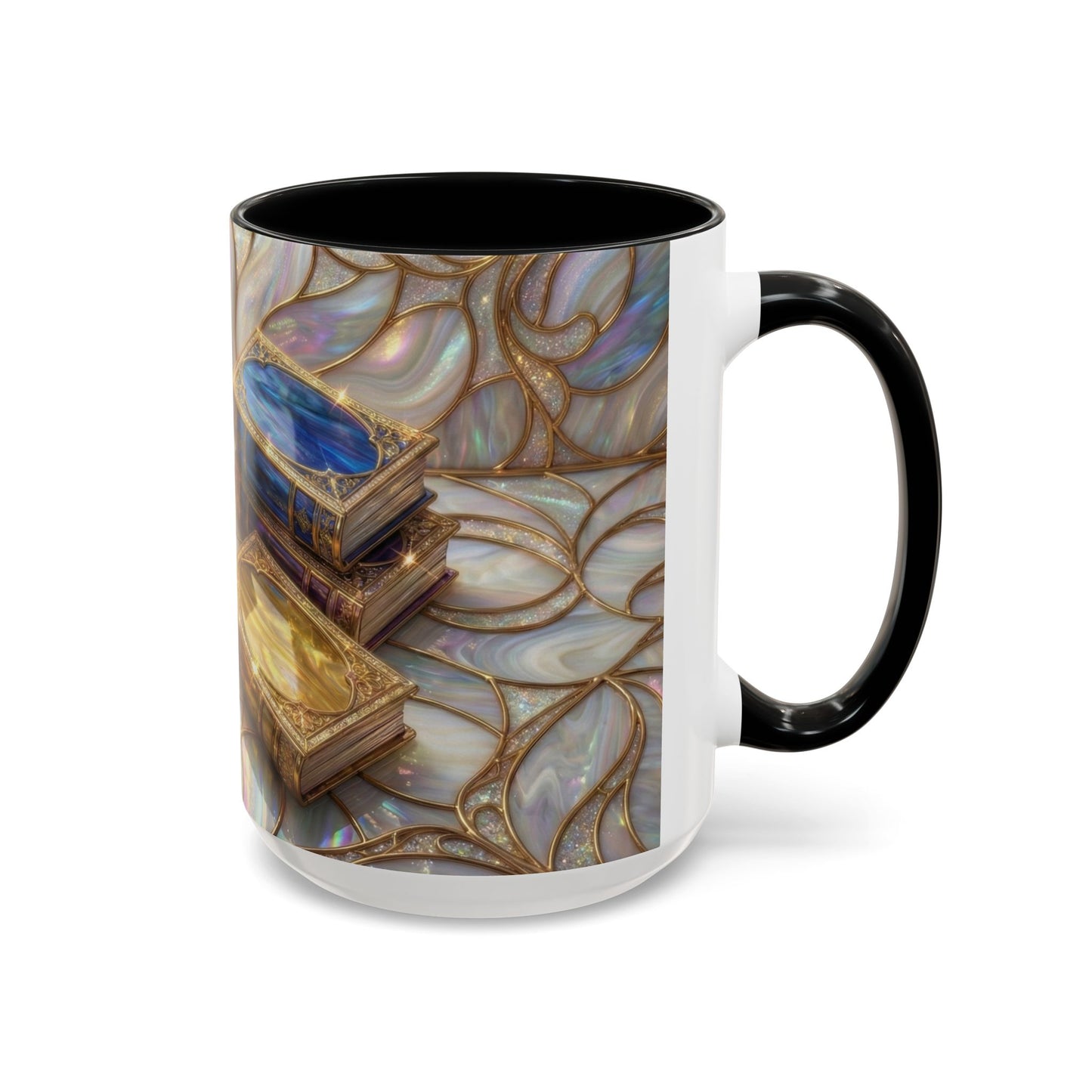 Stained Glass Book Mug, Fantasy Book Lover Coffee Cup, Magical Library Mug, Bookish Gift For Readers, Dark Academia Mug