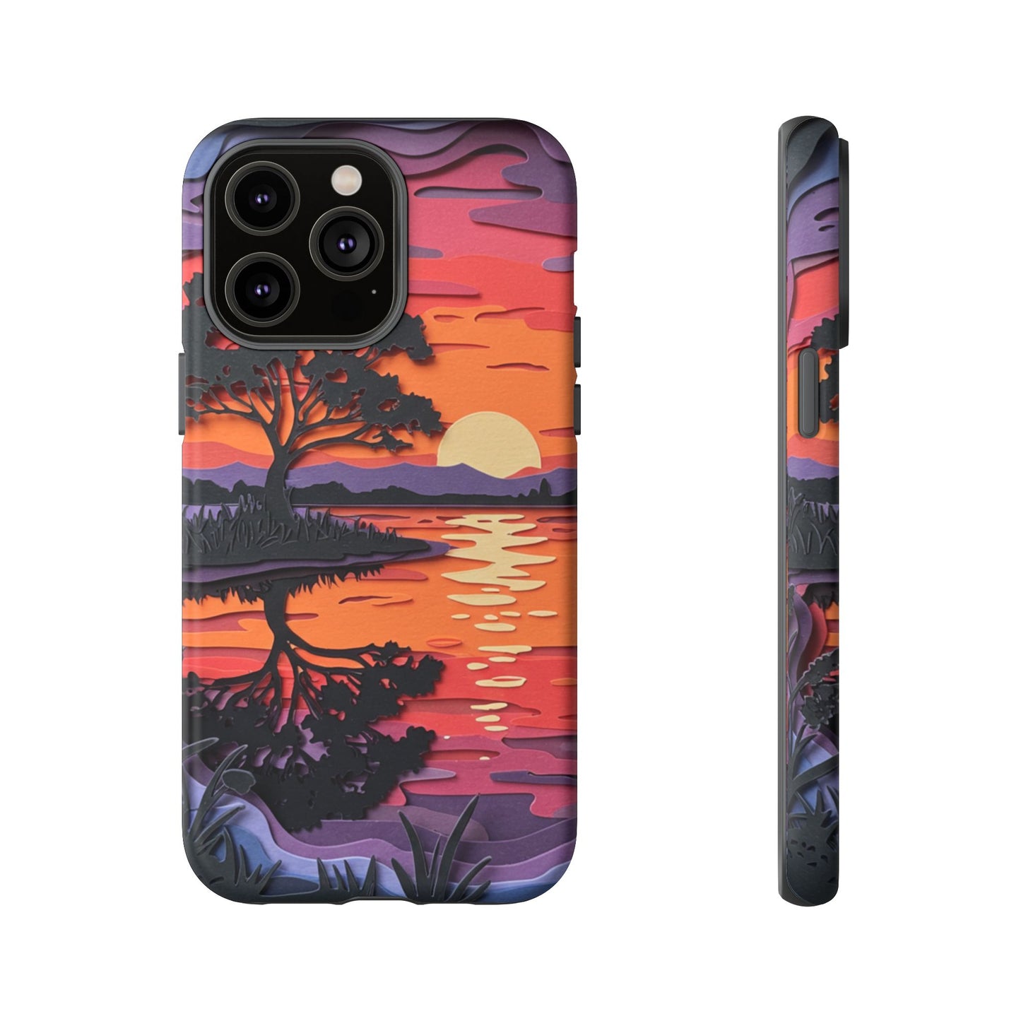 iPhone Case - Colorful Paper Art Sunset Design