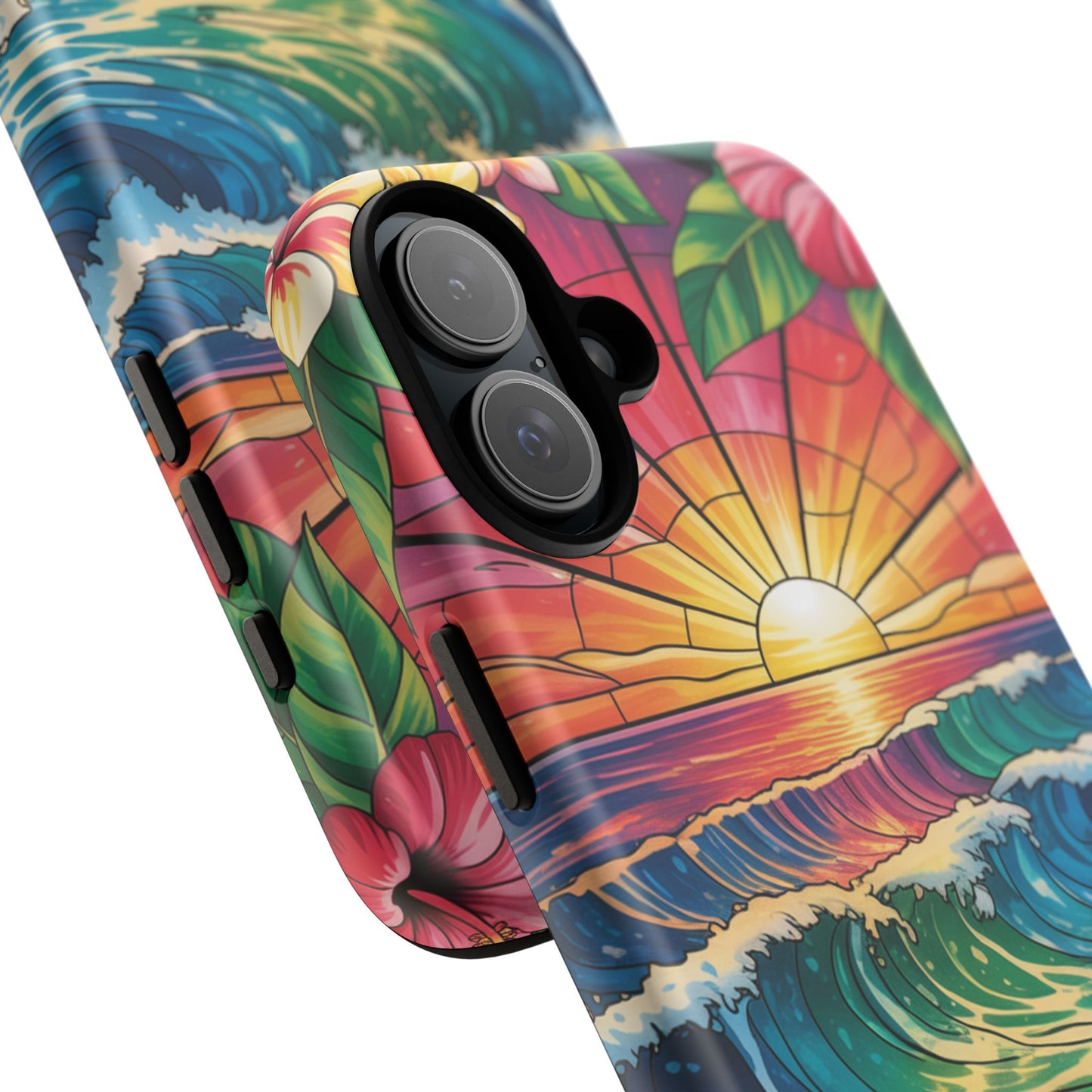Ohana iPhone Case Tropical Hawaiian Sunset Phone Cover Wave Floral Beach Art Cute Gift for iPhone Lovers
