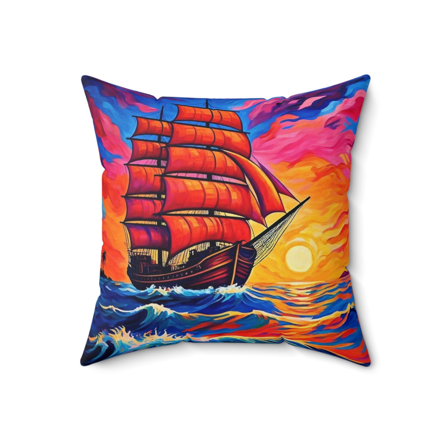 Sunset Sail Square Pillow