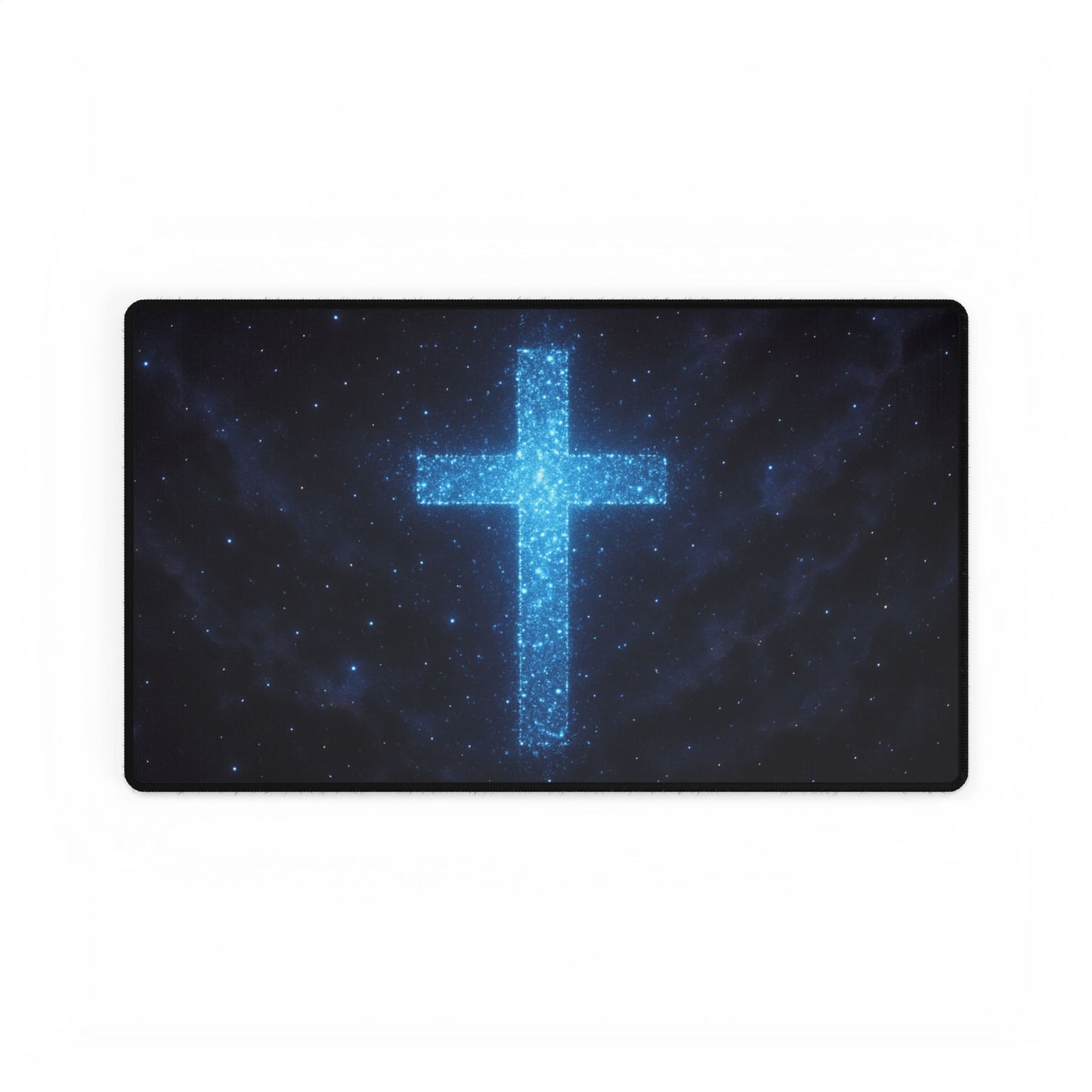 Spiritual Galaxy Cross Desk Mat - Inspirational Office Decor Christian Mouse Pad Spiritual Decor Gift for Believers