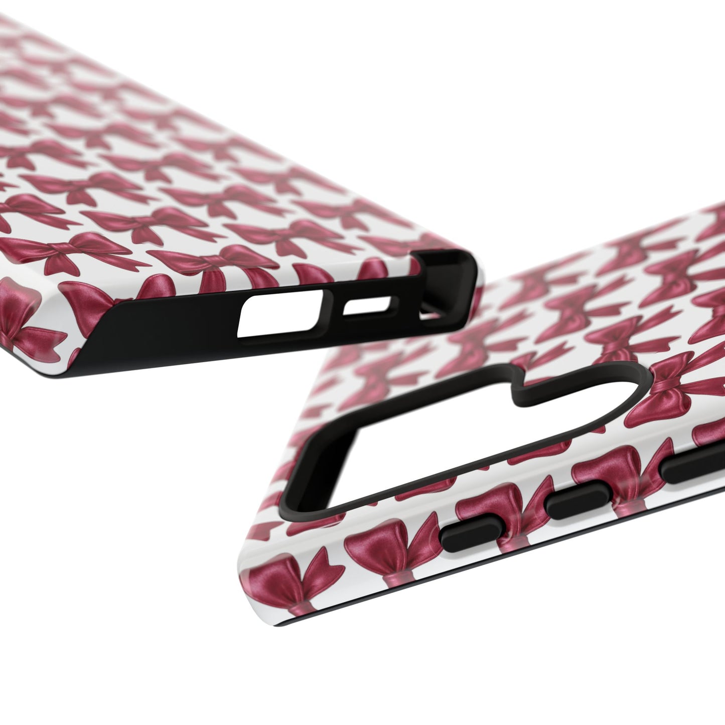 Coquette Samsung Case - Burgundy Bow Pattern Phone Cover, Girly Soft Aesthetic Gift, Cute Galaxy Case for Her