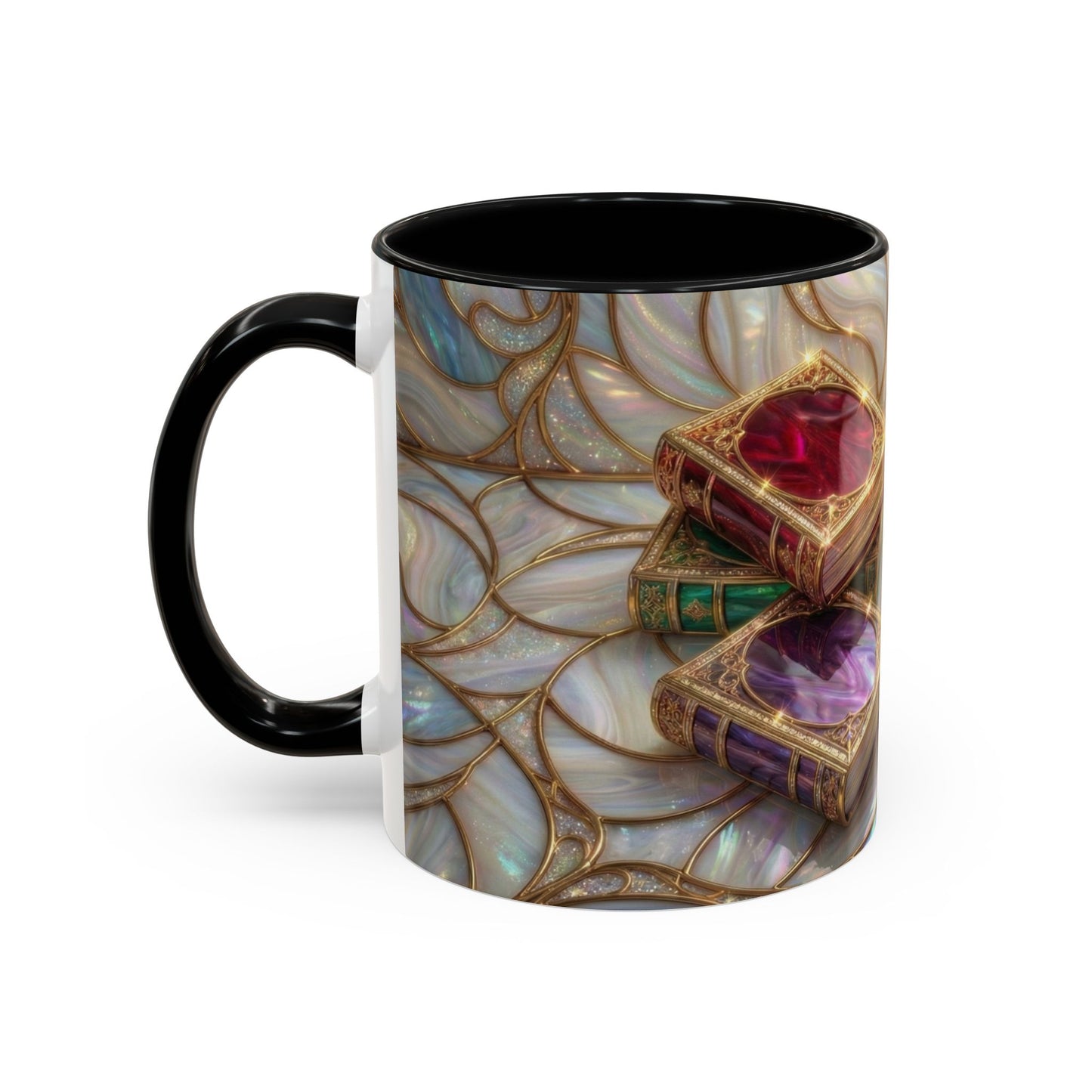 Stained Glass Book Mug, Fantasy Book Lover Coffee Cup, Magical Library Mug, Bookish Gift For Readers, Dark Academia Mug