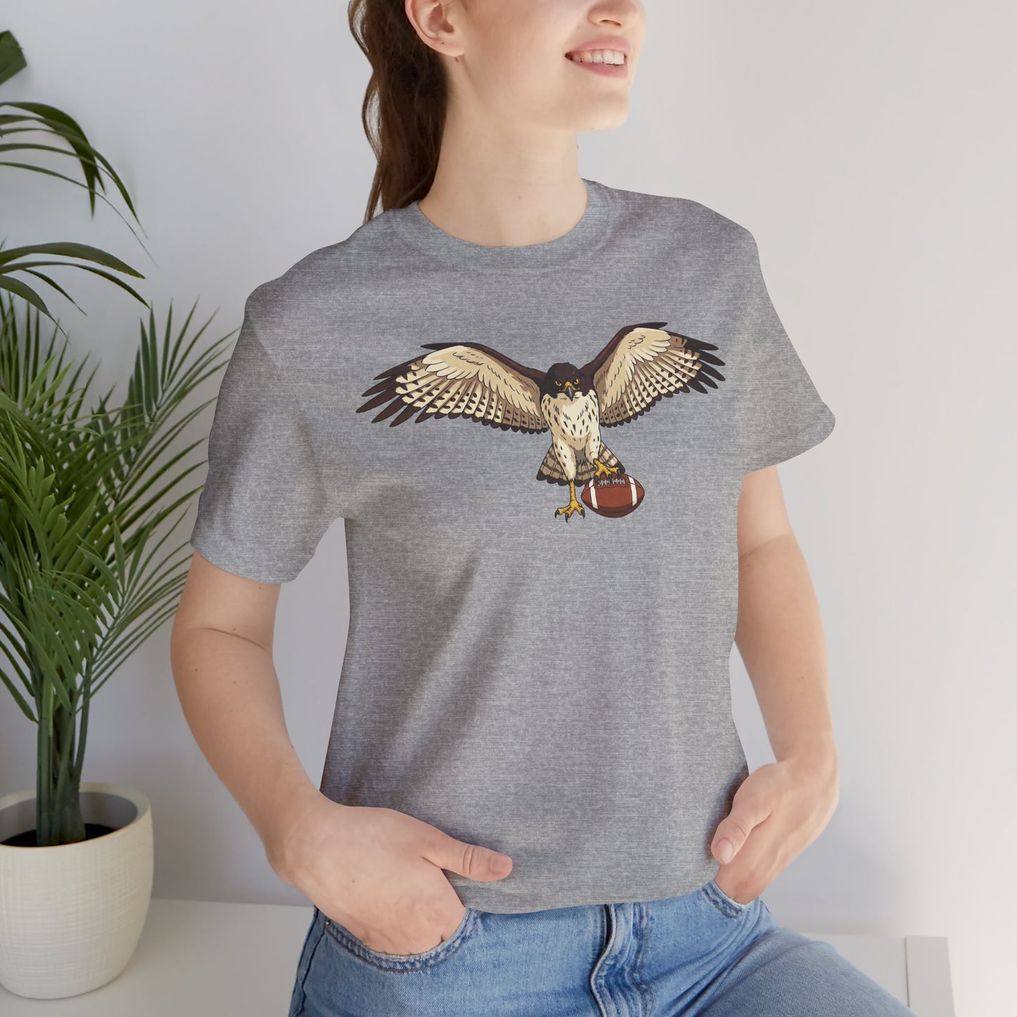 Hawk Football Shirt, Hawk Holding Football T Shirt, Football Mascot Tee, Bird Of Prey Shirt, Sports Fan Gift, Game Day Hawk Tee