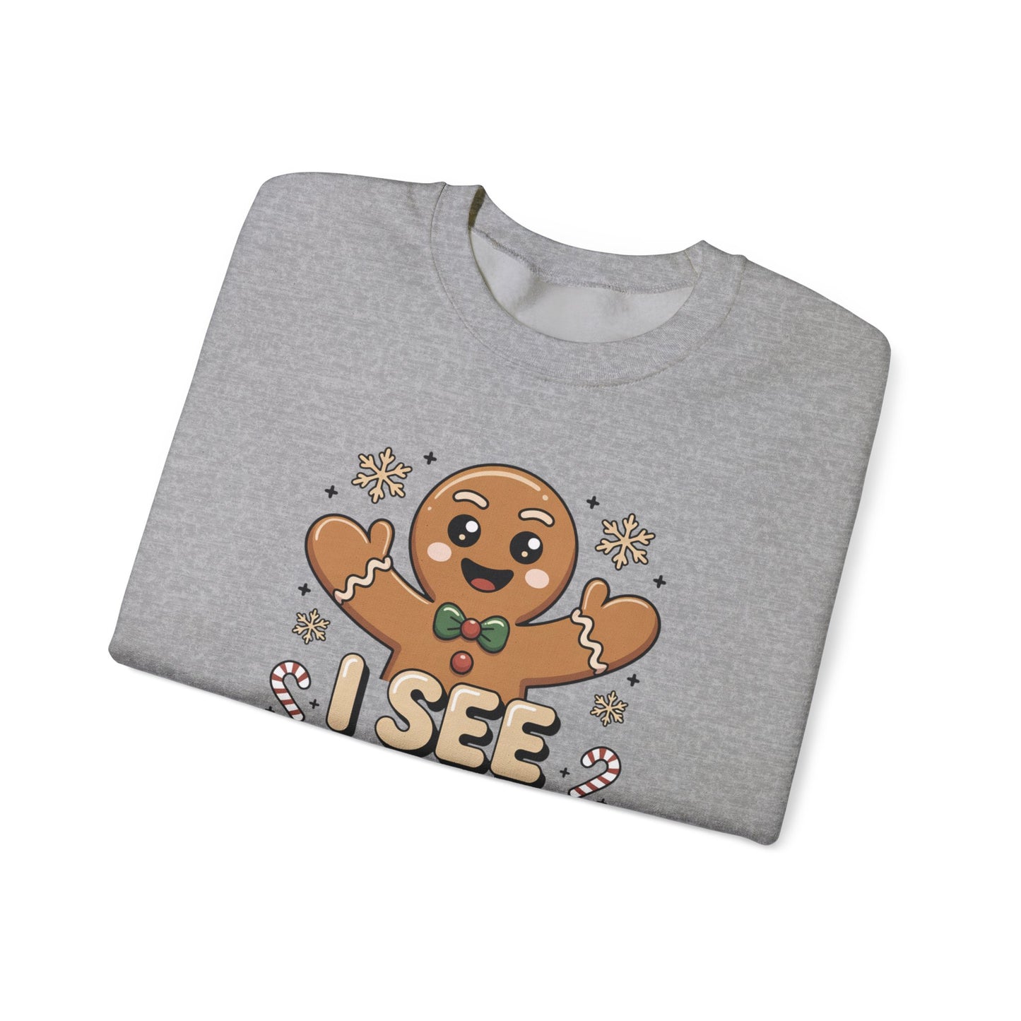 I See Bread People Christmas Sweatshirt, Funny Gingerbread Holiday Sweater, Unisex Crewneck, Cute Christmas Gift For Friends And Family