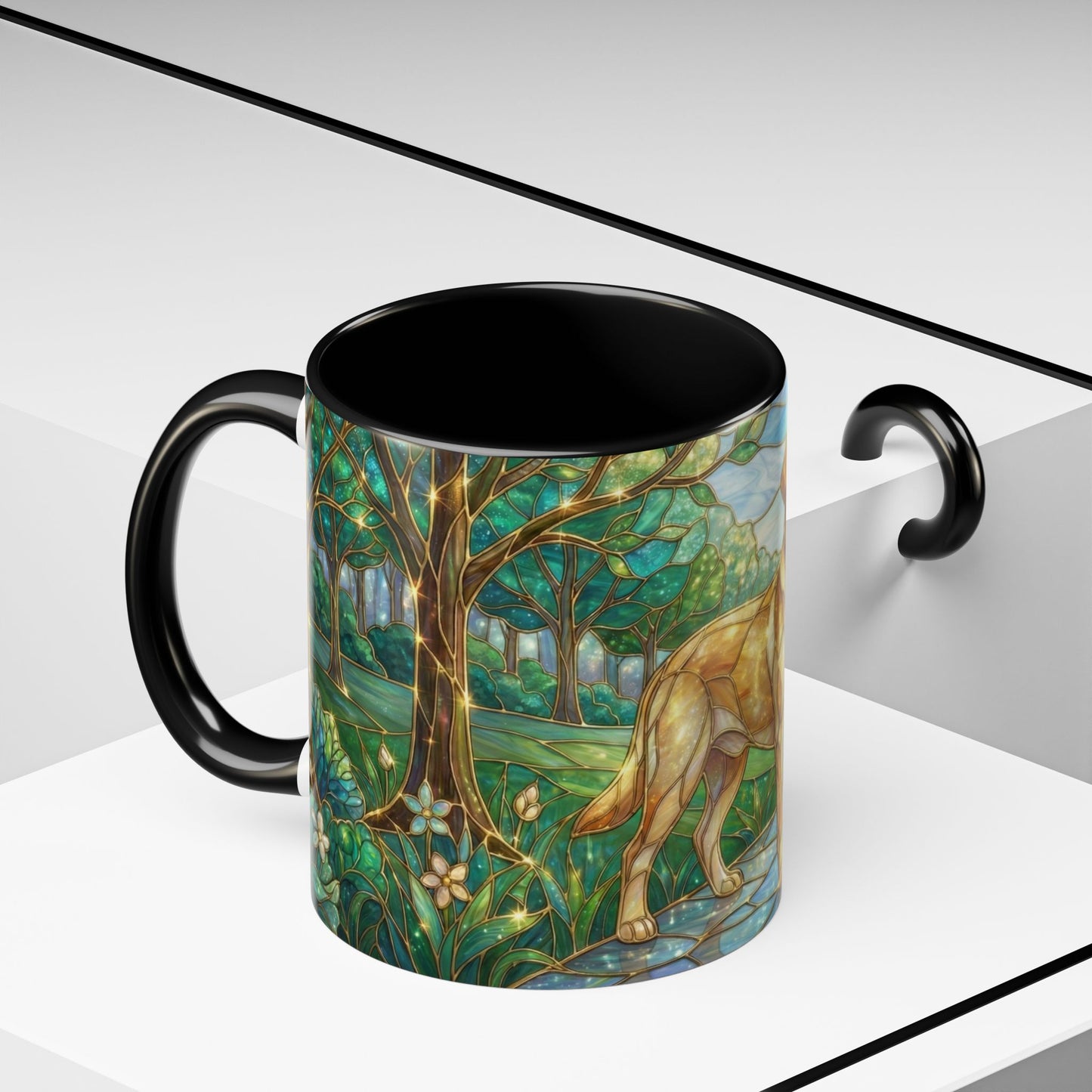 Stained Glass Labrador Mug, Dog Lover Coffee Mug, Labrador Retriever Art Cup, Pet Memorial Gift, Colorful Dog Mug, Nature Art Mug