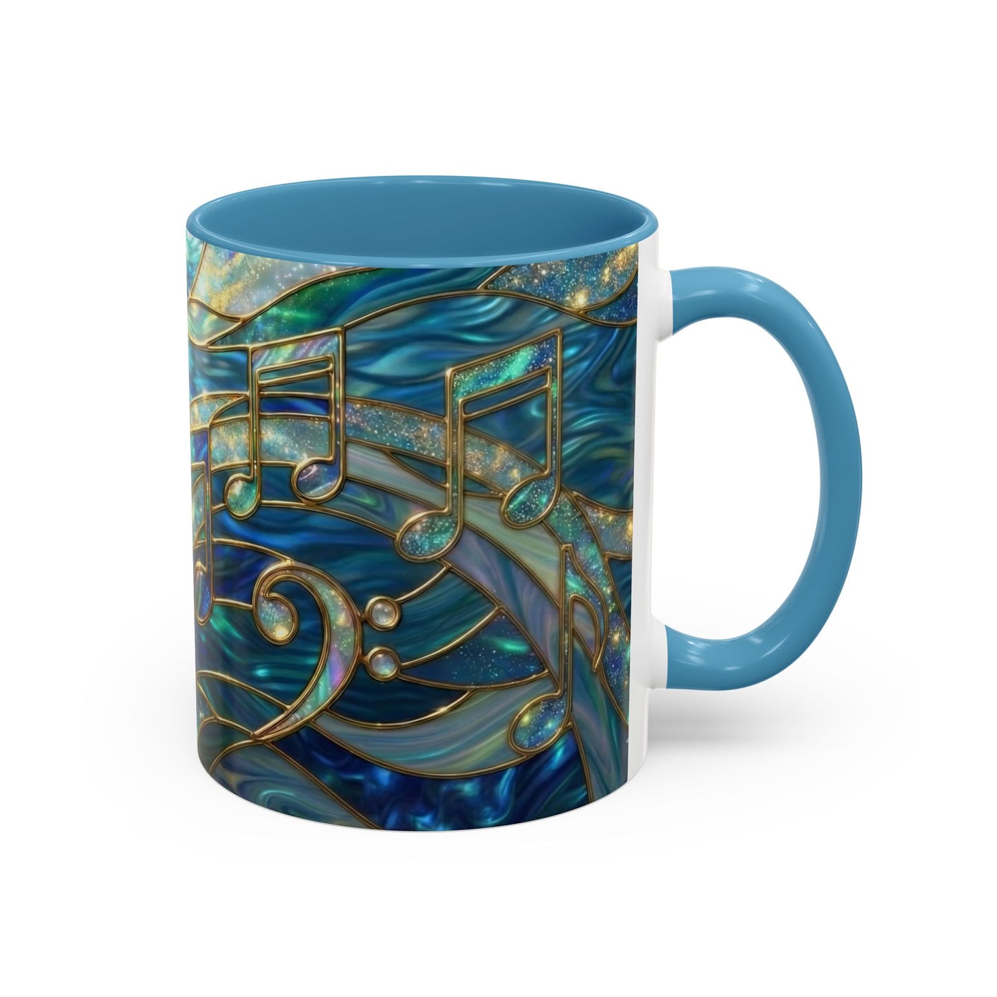 Music Notes Mug, Music Lover Coffee Cup, Stained Glass Music Mug, Musician Gift, Piano Teacher Mug, Aesthetic Music Cup