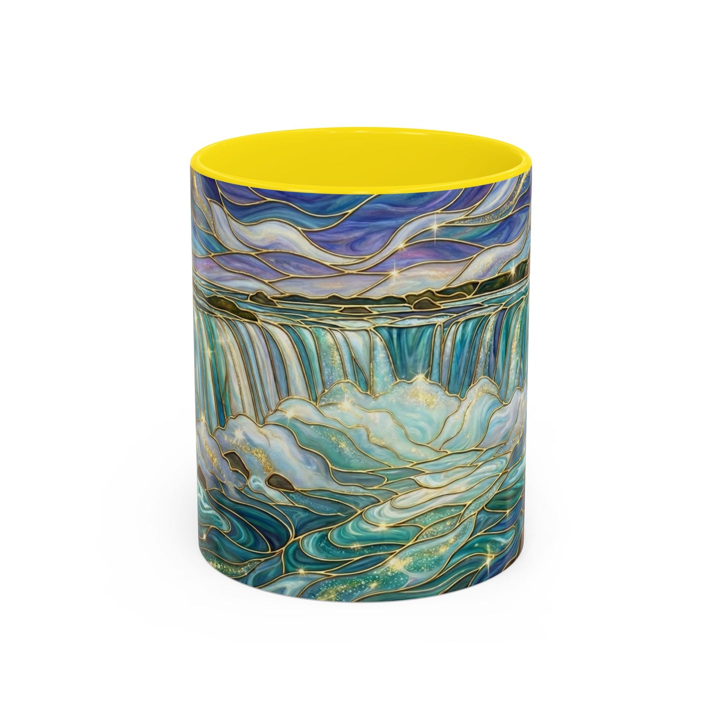 Faux Stained Glass Niagara Falls Mug, Waterfall Coffee Cup, Canada Souvenir Gift, Upstate New York Travel Memento, Nature Lover Tea Cup