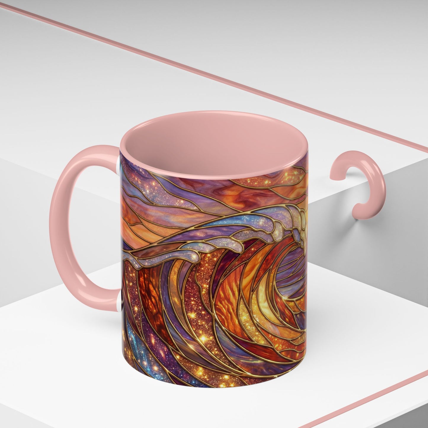 Stained Glass Wave Mug, Ocean Sunset Coffee Cup, Vibrant Beach Art, Sea Lover Gift, Mosaic Tea Cup, Summer Kitchen Decor, Nature Drinkware